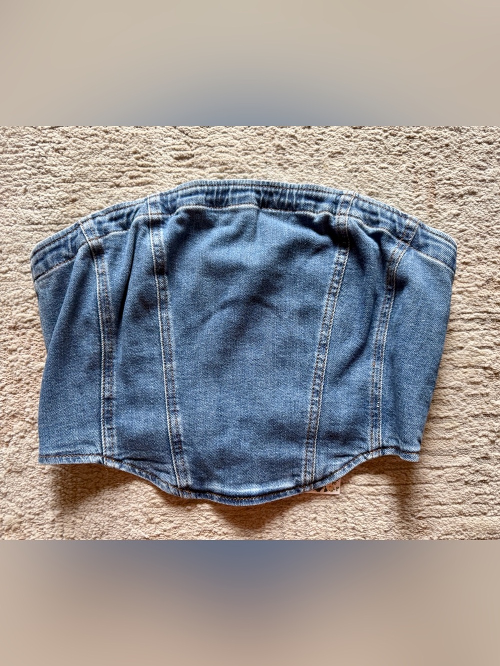 Chelsea & Violet Blue Denim Strapless Crop Top